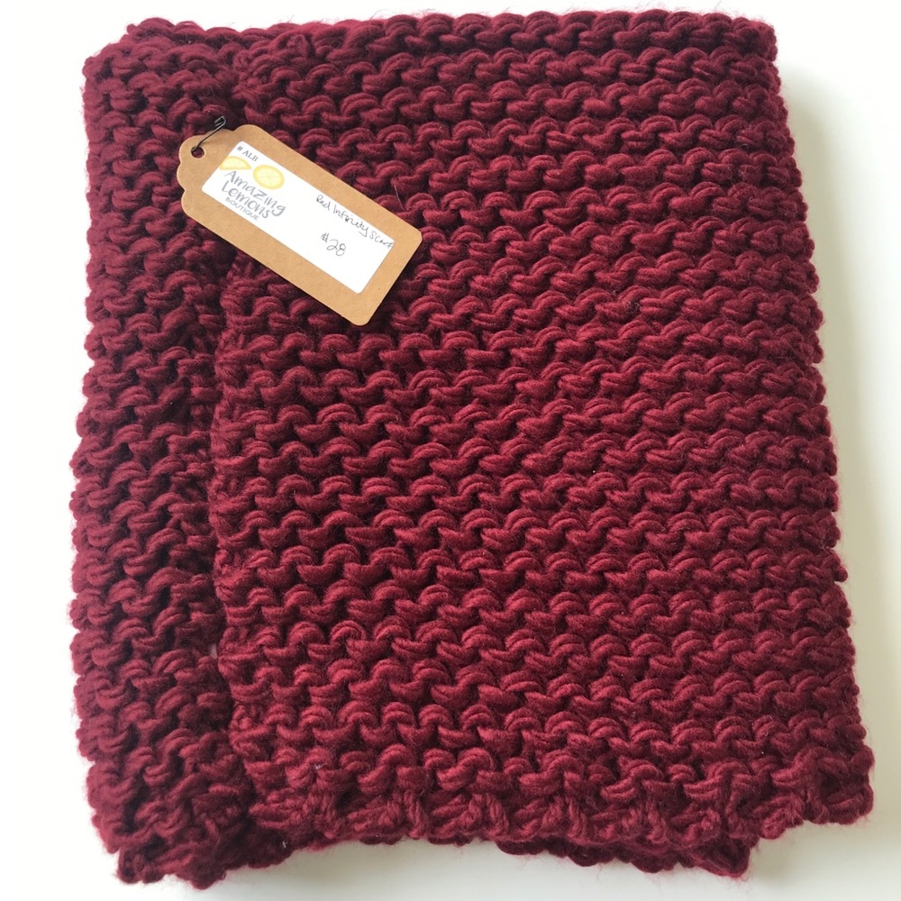 NEW Red Burgundy Infinity Knit Scarf